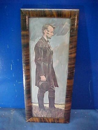 Orig 19thc A Pensive Abraham Lincoln Framed Color Illustrated Litho Print
