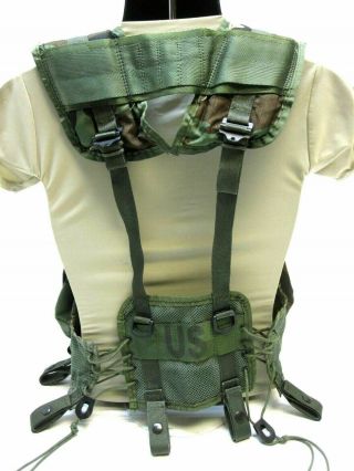 [c4] MILITARY WOODLAND CAMO TACTICAL LOAD BEARING VEST LBE LCE CHEST RIG HARNESS 2