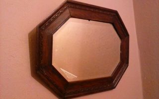 Antique Oak Framed Beveled Edge Mirror