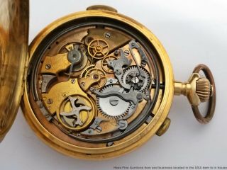 Scarce 18k Gold Invicta Minute Repeater Chronograph Hunter Case Pocket Watch 2