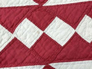 Patriotic Red c 1900s Jacobs Ladder TABLE Quilt Doll 28 x 22 Vintage 5