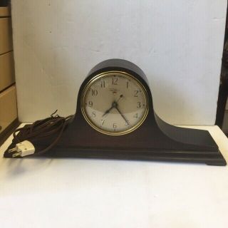 Classic Wood Cased Electric Warren Telechron Mantel Clock Model Aa