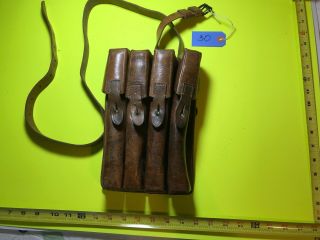 Vintage Leather Ammo Pouch With Shoulder Strap