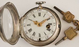 Early 1700s Silver Verge Fusee Pocket Watch Canche A Saumur Silver Balance Cock