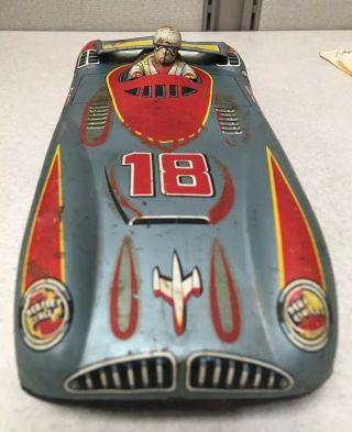 1950 ' s ASC Japan Tin Litho Friction 18 Race Car Complete Driver Perfect Circle 2