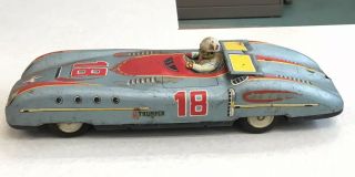 1950 ' s ASC Japan Tin Litho Friction 18 Race Car Complete Driver Perfect Circle 6