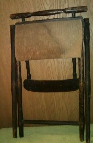 Antique Wood and Carpet Folding Chair for Covered Wagon Use 5