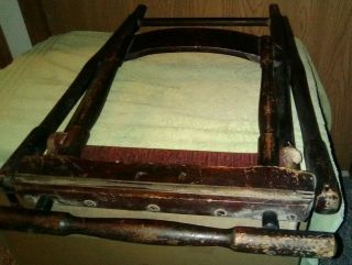 Antique Wood and Carpet Folding Chair for Covered Wagon Use 7