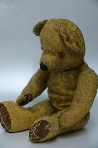 CHARMING OLD STRAW FILLED JOINTED TEDDY BEAR - INFO WELCOME ON MAKER - RARE L@@K 3