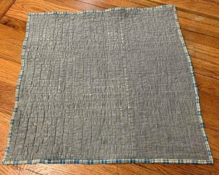 Americana Blue c 1900s Log Cabin QUILT Table Doll 24 x 25 Vintage 6
