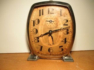 Vintage 1934 Ingraham Penguin Alarm Clock