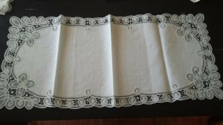 Antique Delicate Linen Lace placemat set by Diane Dergent Brussels 2