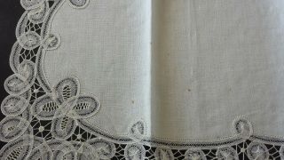 Antique Delicate Linen Lace placemat set by Diane Dergent Brussels 3