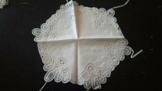 Antique Delicate Linen Lace placemat set by Diane Dergent Brussels 6