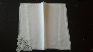 Antique Delicate Linen Lace placemat set by Diane Dergent Brussels 7