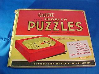 1940 Boxed Set Of 6 Hand Held Dexterity Puzzles By A.  C.  Gilbert Includes A Bomb,