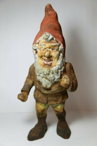 Antique Hubley Cast Iron Gnome Doorstop 14 "