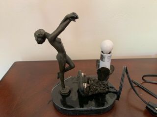 Art Nouveau Nude Women Figural Lamp Marble Base Vintage Estate Find