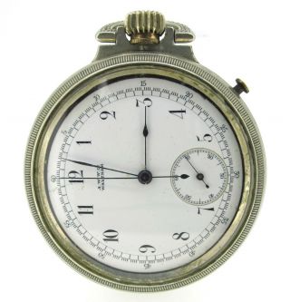 Waltham Watch Co.  A.  W.  Silver Antique Chronograph Pocket Watch 54 Mm