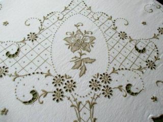 ANTIQUE MADEIRA TABLECLOTH - HAND EMBROIDERED with FLOWERS 5