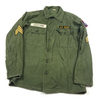 Vintage 1962 Vietnam War Era Us Army Og Green Cotton Fatigue Shirt Sz Small?