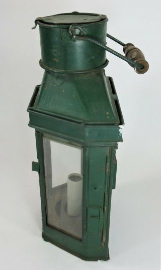 Wall Lantern Antique Green - painted Metal 19th Century 2