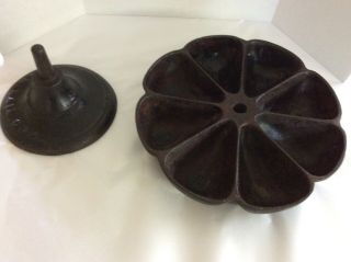 Vintage Antique Cast Iron STAR NAIL CUP Industrial Lazy Susan 8 - Cup Caddy 1900s 3