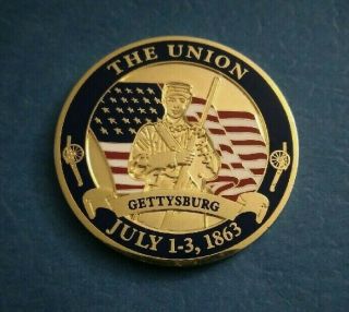 Confederates & Union Gettysburg Civil War July 1 - 3,  1963 Enamel Coin Token Coin