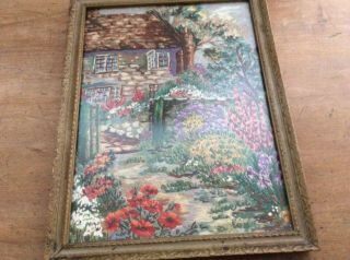 Antique Framed Hand Embroidered Picture
