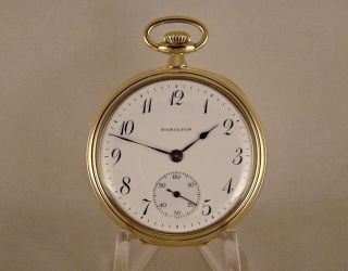 108 Years Old Hamilton " 920 " 23j 14k Green Gold Filled Open Face Pocket Watch