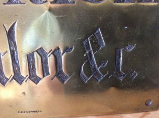 ANTIQUE BRASS ADVERTISING SIGN NAME PLATE.  SHOP DISPLAY.  FILM PROP. 5