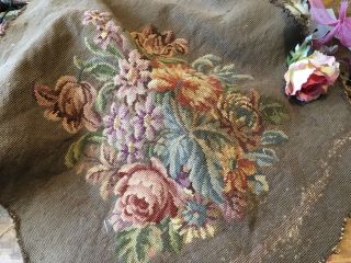 Antique Salvaged Needlepoint Victorian Chair Back