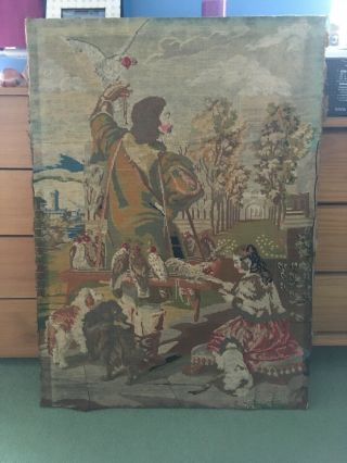 Large Vintage Tapestry Embroidered Wall Hanging Picture