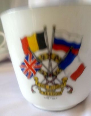 PARAGON,  ANTIQUE,  WW1,  (1914 - 1918),  TWO CUPS & SAUCERS WITH THE ALLIED FLAGS 5