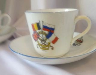PARAGON,  ANTIQUE,  WW1,  (1914 - 1918),  TWO CUPS & SAUCERS WITH THE ALLIED FLAGS 6