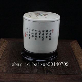 China old hand - carved porcelain famille rose bird & flower Cricket cans c01 3