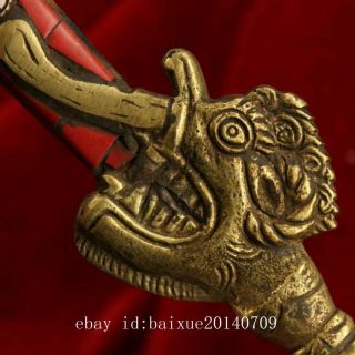 china Old Tibet Antique Buddhism Bronze Demon King Kong Pestle Faqi Ad01A 6