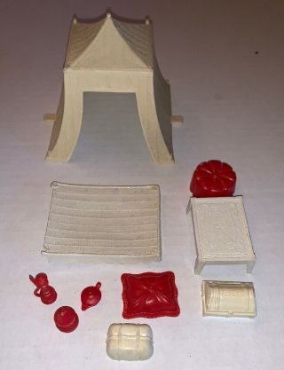 Vintage Marx Ben Hur Playset Parts: Tent,  Awning,  Table,  & Small Accessories