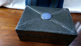 Large Arts and Crafts Pewter Jewellery / Trinket Box,  Large blue ruskin 2