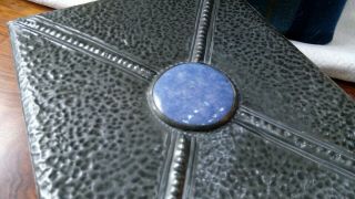 Large Arts and Crafts Pewter Jewellery / Trinket Box,  Large blue ruskin 6