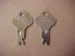 Two (2) Trunk Lock Keys T - 46 T44 T46k Long Lock Co - Fits Many Footlockers