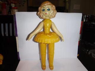 Vintage Ussr Soviet Russian Celluloid Toy Girl With Dress Ballet Dancer Exc Cond