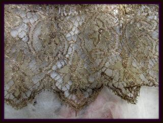 Intricate Detail Antique French 1900s Bronze Pure Metal Lace Trim