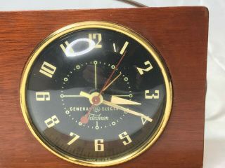 Vtg Ge General Electric Telechron Desk Clock 7h233 Alarm Mid Century Wood Plasti