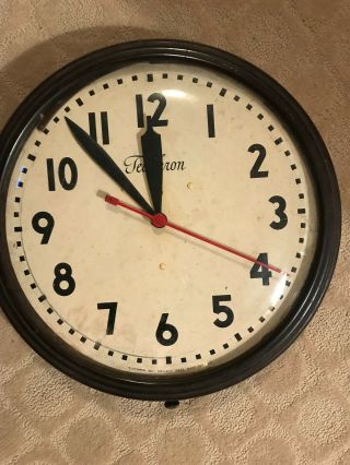 Vintage Telechron 15 1/2 Inch Large School Wall Clock