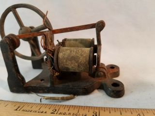 Antique Late 1800 ' s Small Electric Reciprocal Motor W Cast Iron Base 2
