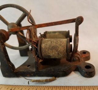 Antique Late 1800 ' s Small Electric Reciprocal Motor W Cast Iron Base 3