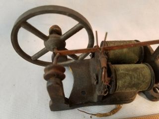 Antique Late 1800 ' s Small Electric Reciprocal Motor W Cast Iron Base 4