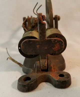 Antique Late 1800 ' s Small Electric Reciprocal Motor W Cast Iron Base 6