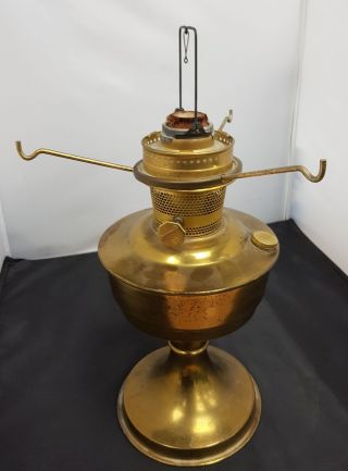 Vintage / Antique Brass Burner Oil Lamp With Glass Chimney 836